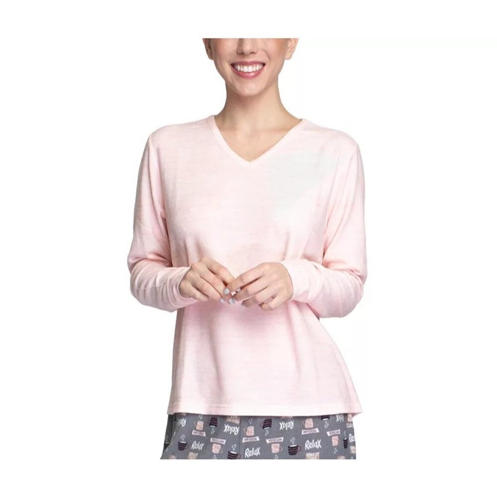 Goodnight Kiss Womens Size‎ Large Butter-Knit V-Neck Pajama Top Pink 781